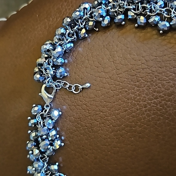 VTG Silver Mirror Crystal Cluster Bead Chainmaille Formal Castlecore Necklace - Picture 7 of 8